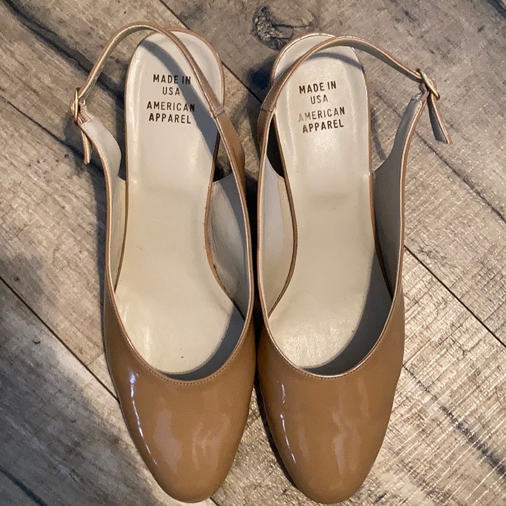 American Apparel Tan Slingback Wedge